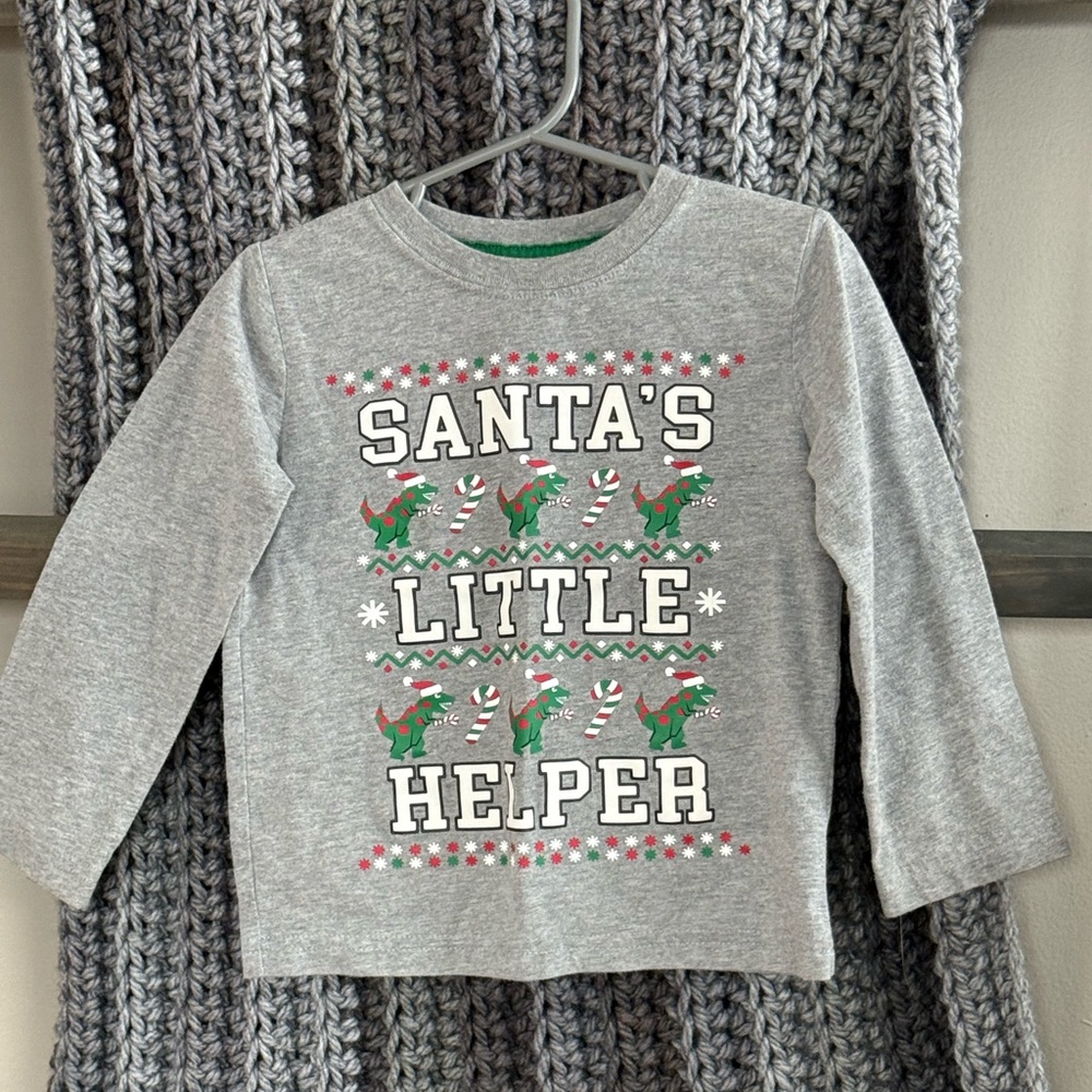 Holiday Time Gray Santa's Little Helper Kids Shirt
